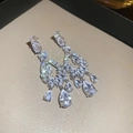 Close-up of chandelier earrings featuring pear-shaped cubic zirconia with brilliant sparkle. - Gorgeous Geometric Hanging (39#)