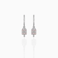 Elegant 18K gold plated hoop earrings with pink and white pavé zircon stones - Ice Lolly Shape (EH00718) / White K/Silver