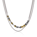 Collana a doppio strato argento con perle occhio di tigre e catena a serpente sobria - Stile di giunzione a doppio strato / Argento