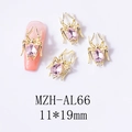 Vue détaillée du bijou d'ongle araignée dorée 3D avec cristal goutte rose 11x19mm - Base Dorée + Strass Rose (AL66) / 11*19mm