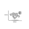 Orecchino per cartilagine a freccia cuore argento con zirconi e retro a vite - Stile 7 Freccia Cuore / Argento