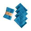 Ensemble de torchons de cuisine et serviettes en coton gaufré bleu avec emballage en papier. - Lot de 4 pièces / Bleu