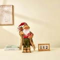 Figurine de Père Noël de 30cm en robe rouge et verte tenant des boîtes cadeaux festives - 45cm