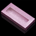 Detailed view of pink glitter eyelash box with clear window and rectangular design - Pink