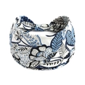 Boho-Yoga-Stirnband mit blau-weißem Paisley-Muster aus elastischem Schweißband - Blau Weiß Blatt Ethnisch (#159)