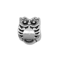 Silver owl charm bead in antique finish for DIY jewelry bracelets and necklaces - 1pc Owl