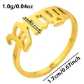Adjustable golden stainless steel ring featuring a customized gothic nameplate design - Virgo / Gold