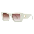 Modern oversized square sunglasses in cream white finish with gradient tea lenses - Beige Frame Double Tea Lens (C8)