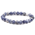 Single-layer 8mm natural sodalite beaded bracelet with blue and white stone patterns - Sodalite
