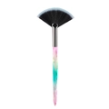 Large fan highlighter brush with soft white bristles and rainbow gradient handle - Small Fan Brush Crystal Gradient Handle