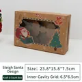 Kraft paper Christmas 6-pack cupcake box with Sleigh Santa design and window 23.8x15.8cm - Kraft 6 Cavities (Santa Sleigh)