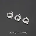 Silver plated rhinestone letter Q pendant charm 18x14mm for DIY jewelry making - Letter Q (10 Pcs)