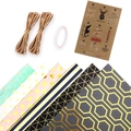 Set di 6 carte regalo geometriche con lamina d'oro, spago di iuta e cartellini festivi - Set 2 con accessori