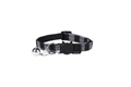 British style black and white plaid cat collar with bell and cat-shaped buckle - Basic Style / Black