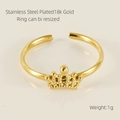 Verstellbarer Kronenring aus 18K vergoldetem Edelstahl für minimalistischen Stil - Gold Kronenstil