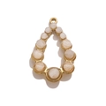 Golden teardrop pendant with white translucent stone for DIY jewelry making - White