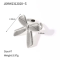 Silver bow ring with stripe texture in size 7, weighing 5.97g, stainless steel jewelry - #7 / Silver Bow Ring (JDRW2312020-S) / Silver