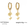Golden hollow sunflower hoop earrings made of durable stainless steel for women - Gold Color Chrysanthemum