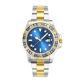 Luxury blue dial watch with silver and gold steel band and sapphire crystal bezel - Two-tone Gold Blue Dial