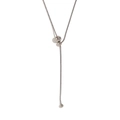 Collana a catena a serpente in argento minimalista con perline tonde e cordoncino - Collana a Catena a Serpente Regolabile a Forma di Y / Color Acciaio