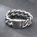 Macro di bracciale a maglia cubana argento 25mm con chiusura su pietra grigia - Colore Acciaio (KB204400-KJX)