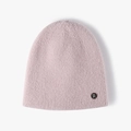 Bonnet en tricot rose pâle avec texture pelucheuse et badge logo R en strass - Taille unique / Rose