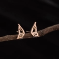 Minimalist hollow butterfly wing stud earrings in elegant rose gold stainless steel - Wing Rose Gold