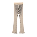 Women's two-piece knit set featuring striped wide-leg pants and drop shoulder cardigan - Pants