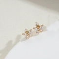Chic butterfly stud earrings in gold finish with sparkling transparent zircon stones - Butterfly / Gold