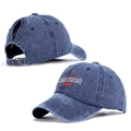 Detail of navy washed denim ponytail baseball cap with Übermensch embroidery and metal buckle - Adjustable / Navy Blue