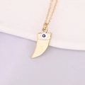 Goldene Horn-Halskette mit schwarz-weißem Emaille-Auge und feiner Kette für Damen - Weiß
