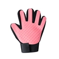 Rosafarbener Haustierpflegehandschuh aus Silikon mit Massageeffekt und schwarzem Netz - Rechte Hand / Rosa