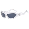 Gafas de sol futuristas Y2K con montura transparente y cristales en gris oscuro - Montura Transparente Lentes Gris Negro