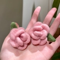 2511103c Pink Plush Rose Earrings