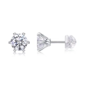 Classic S925 sterling silver stud earrings with 6-prong lab-grown diamond setting - E13472-Crown Six-Claw Round with GRA Certificate