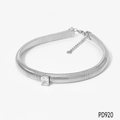 Collana hip-hop in acciaio inossidabile argento con ciondolo in zircone rettangolare - Stile Catena a Serpente con Ciondolo in Zircone Rettangolare (PD920) / Argento