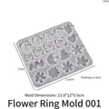 Transparente Silikonform für Ringe mit 18 Mulden für DIY-Schmuck aus Epoxidharz - Blumenringform Nr. 1