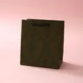 Dark green jewelry gift bag with vintage damascus pattern and brown woven handles - 12x11x6cm / Army Green