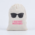 Linen drawstring hangover kit bag featuring black sunglasses and I REGRET NOTHING print - Sunglasses Pattern / 10*15cm