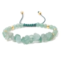 Handmade woven bracelet with green natural stones, gold beads and adjustable cord - Aventurine (FA0226)
