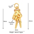 Micro-pave copper hollow hand pendant in gold finish with clear zircon stones - Victory Gesture Gold (L148662-Gold)