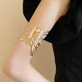 Exquisite gold openwork butterfly arm cuff with intricate metal cutout textures for women - Large Butterfly Cutout Armlet (48#)