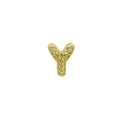 Macro shot of gold bubble letter Y pendant necklace encrusted with shimmering zircons - Letter Y (Pendant Only) / Gold