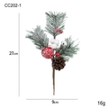 Christmas pine cone branch with red berries and faux snow measuring 27cm for decor - Style F (Snowy Pine Needle + Red Apple + Berry)