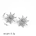 Orecchini a lobo a forma di sole in acciaio inossidabile argento, 24,8 mm e peso 5,2 g - Orecchini a Sole con Strass Argento (TE60184-S)