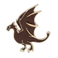 Dark brown dinosaur fossil enamel pin badge featuring a western dragon silhouette on white background - Dark Brown Winged Dragon