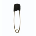 Single medium safety pin with a black plastic head and a durable metal body - Large / Black