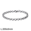 Silver stainless steel Rolo chain bracelet for men and women, size 200x5mm - Silver 5mm Width Style (KB126599-Z)