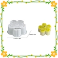 Plum blossom silicone candle mold with dimensions and finished flower craft example - Flower Style 013 / Semi-transparent White
