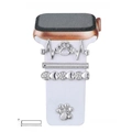 Anillos decorativos de plata con diamantes para correas de silicona Apple Watch - Estilo Huella de Pata ECG (5572578809347) / Embalaje de esponja negra / N.º 20 Plata